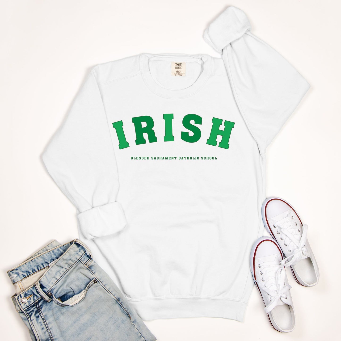 White Two Tone Irish Sweatshirt - Adult