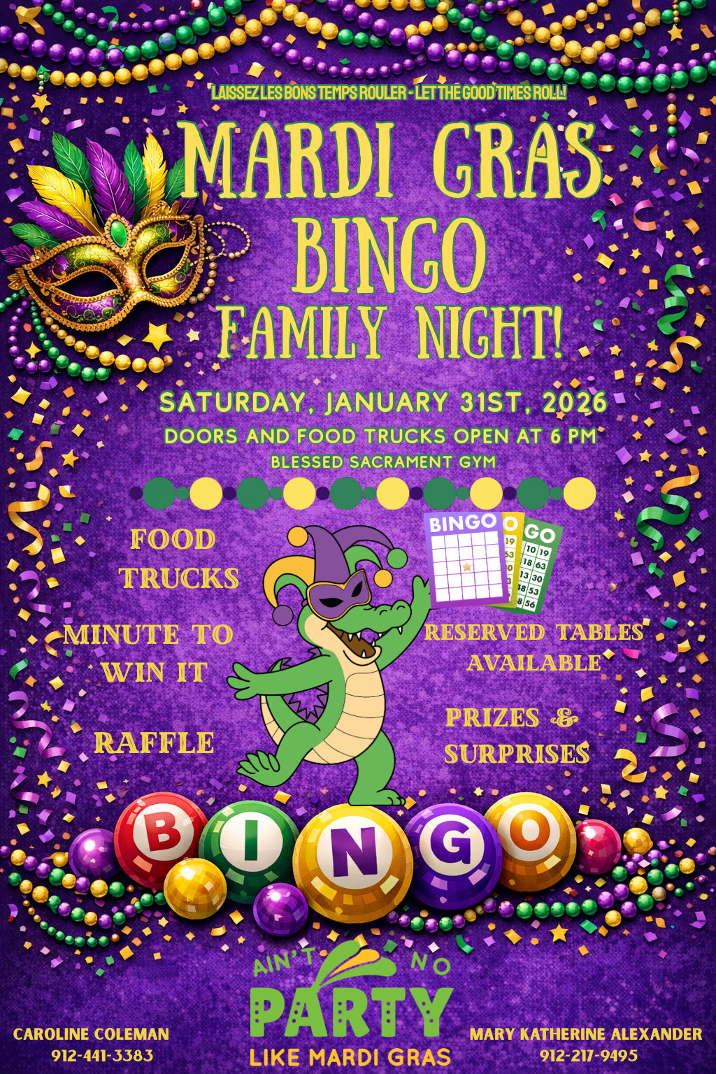 25 pack of tickets - Mardi Gras Family BINGO